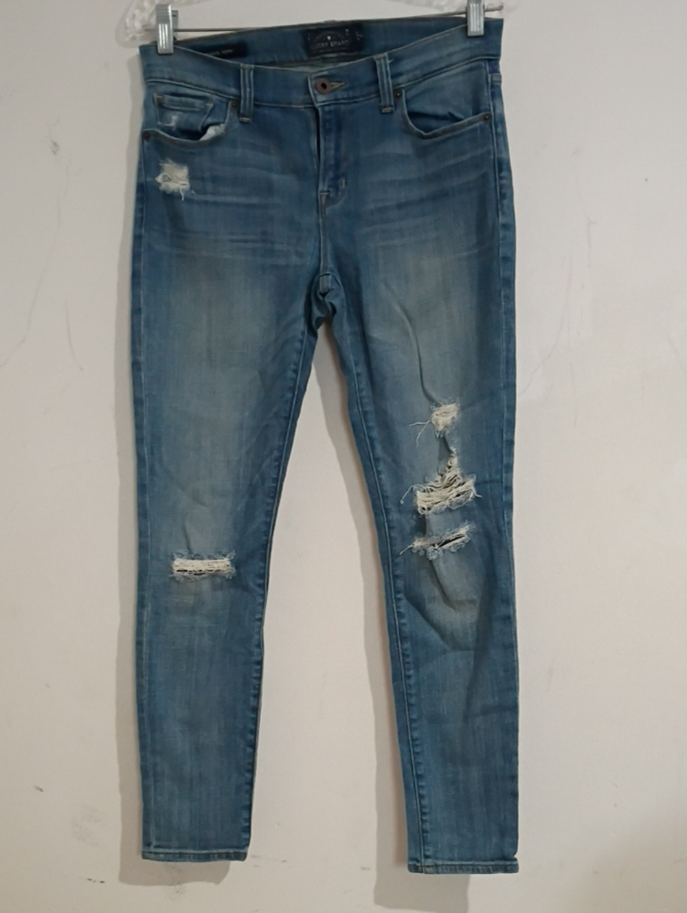 Lucky Brand Medium Blue Distressed Skinny Jeans
